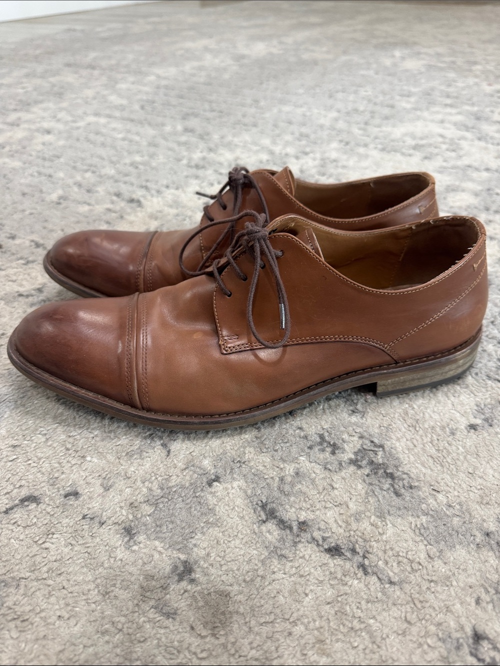 Kenneth Cole Brown Leather Cap-Toe Derby Shoes